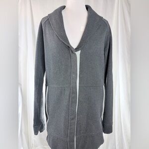 Lululemon Heathered Charcoal Grey Fleece Wrap Jacket Shawl collar Medium